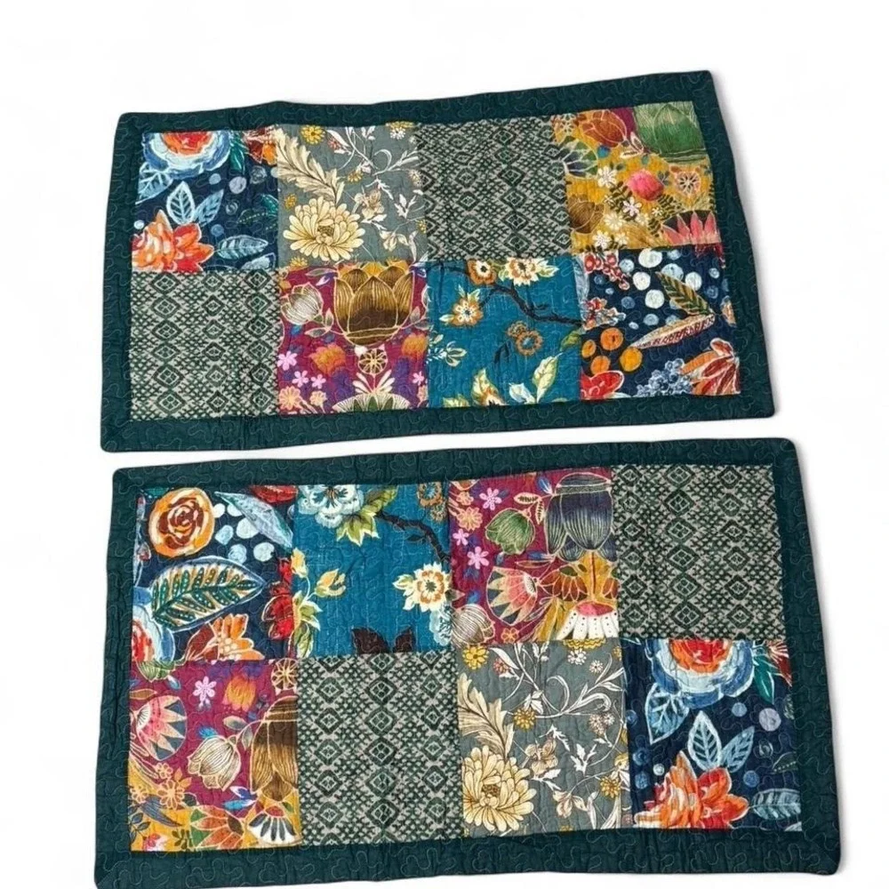 King Size Quilted Pillow Shams with a boho vibe floral‎ patterns
